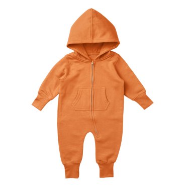 Bu Front View Premium Baby Moece Mockup In Sun Orange Color, basılabilir ve herhangi bir resim düzenleme yazılımı kullanılarak kolayca düzenlenebilir.