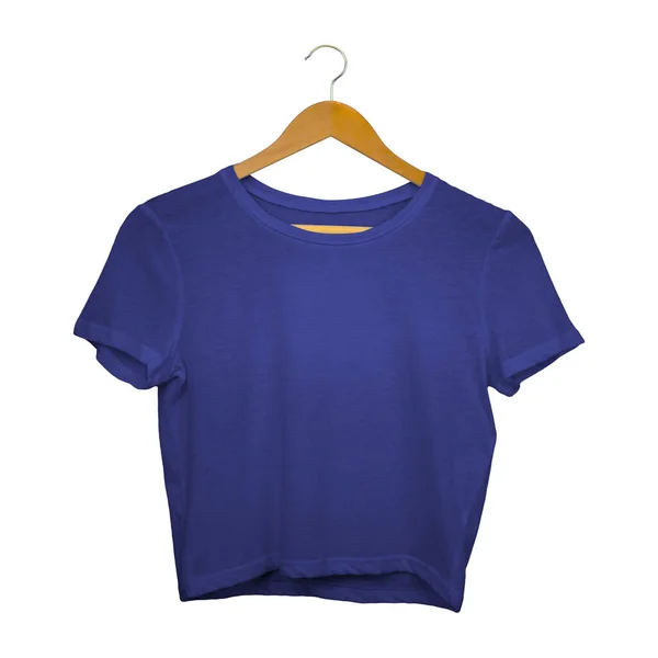 Front View Sweet Crop Top Mockup Royal Blue Color Hanger — Stock Photo, Image