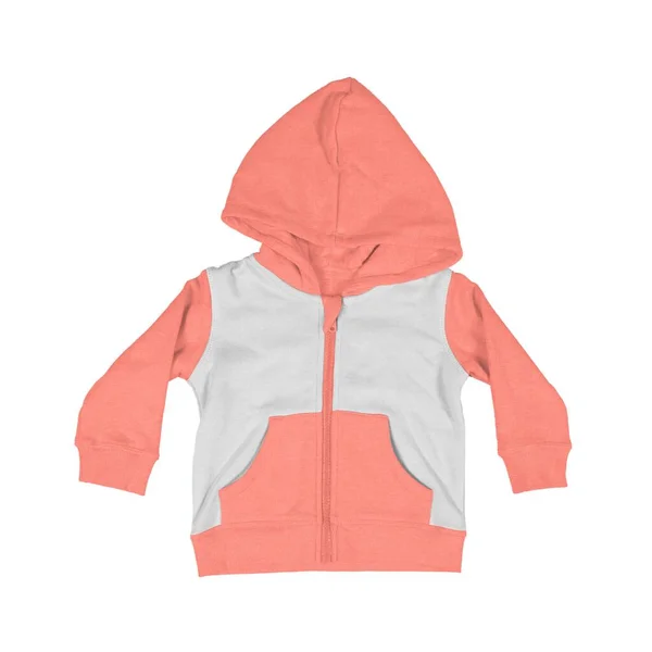 시간과 세션을 프론트 Baby Zip Hoodie Mock Living Coral Color — 스톡 사진