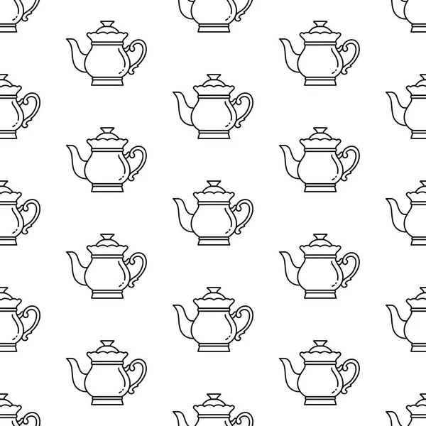 Безшовний Візерунок Порцеляновими Чайниками — стоковий вектор