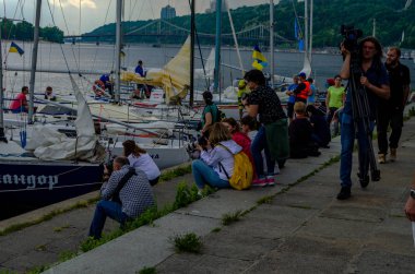 Kiev, Ukrayna Mayıs 25, 2019 Kiev gününde Yelken li yarış.