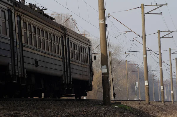 Kiev Ucrânia Maio 2020 Trem Uma Manhã Enevoada — Fotografia de Stock