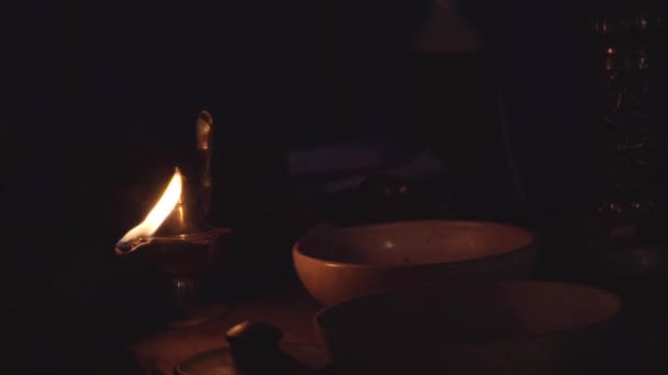 Table Manger Consacrée Autrefois Une Ampoule Lampe Tradition — Video