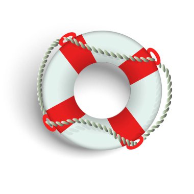 Beyaz bir arka plan üzerinde kamçı ile deniz lifebuoy.