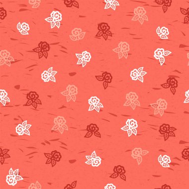 Pembe arka plan üzerinde gül deseni dikişsiz grafik. 