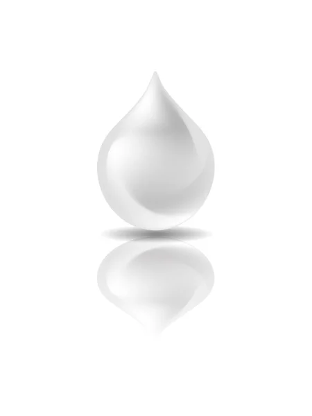 Fehér csepp fehér háttéren. 3D, izolátum. Gél vagy tejszín. — Stock Vector