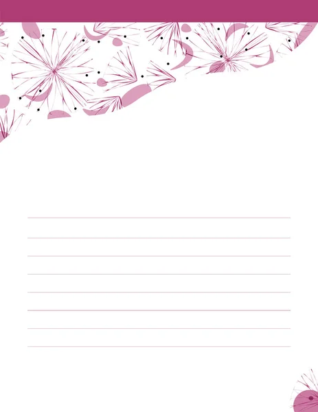 Empty blank sheet with beautiful floral ornament in violet colors. — Stock Vector