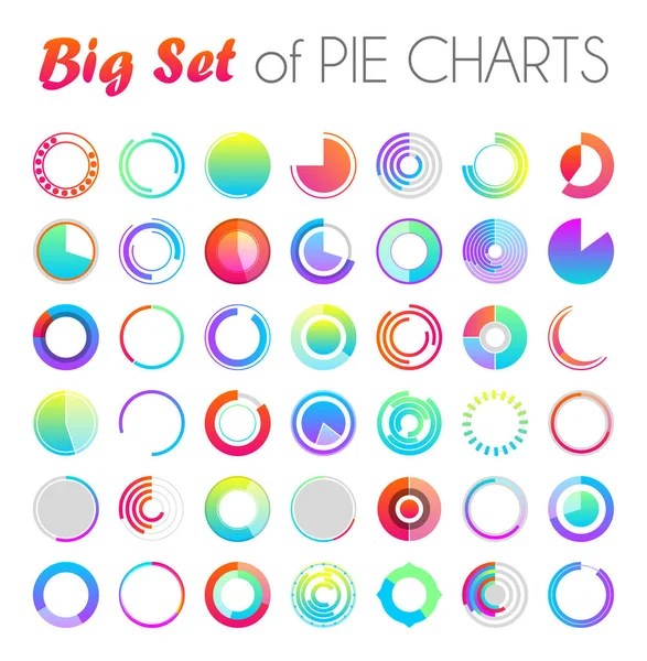 Duży Zestaw Kołowy Wizualizacji Danych Kolory Gradientu Infografika Elementów Elementy — Wektor stockowy