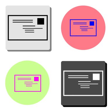 ileti zarfı. dört farklı renk arka planlar üzerinde basit düz vektör simge tasarlamak