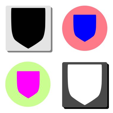 kalkan. dört farklı renk arka planlar üzerinde basit düz vektör simge tasarlamak