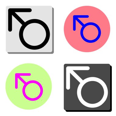 Adam mars. dört farklı renk arka planlar üzerinde basit düz vektör simge tasarlamak