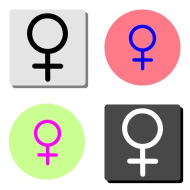 Kadın Venüs. dört farklı renk arka planlar üzerinde basit düz vektör simge tasarlamak