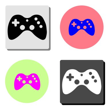 oyun çubuğu. dört farklı renk arka planlar üzerinde basit düz vektör simge tasarlamak