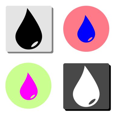 Su damlası. dört farklı renk arka planlar üzerinde basit düz vektör simge tasarlamak