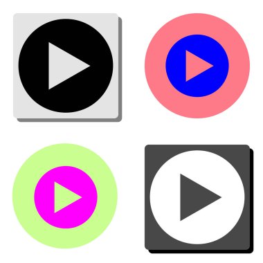 oyun. dört farklı renk arka planlar üzerinde basit düz vektör simge tasarlamak