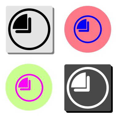 Pasta grafiği. dört farklı renk arka planlar üzerinde basit düz vektör simge tasarlamak