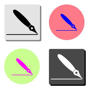 Kalem. dört farklı renk arka planlar üzerinde basit düz vektör simge tasarlamak