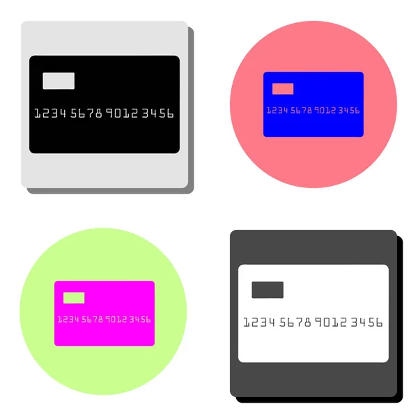 Kreditkarte Einfache Darstellung Des Flachen Vektorsymbols Auf Vier Verschiedenen Farbhintergründen — Stockvektor