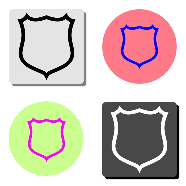 Escudo Ilustración Simple Icono Vector Plano Cuatro Fondos Color Diferentes — Archivo Imágenes Vectoriales