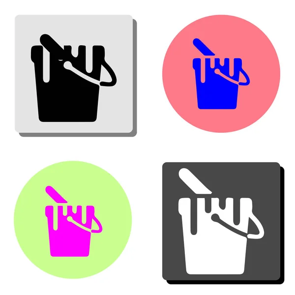 油漆桶 简单的平面矢量图标插图上的四个不同的颜色背景 — 图库矢量图片