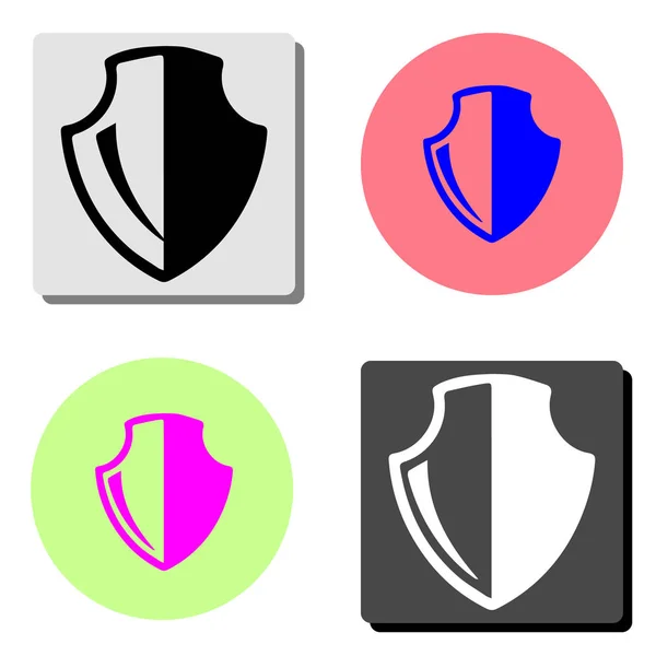 Escudo Ilustración Simple Icono Vector Plano Cuatro Fondos Color Diferentes — Vector de stock