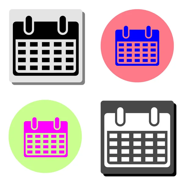 Calendrier Illustration Simple Icône Vectorielle Plate Sur Quatre Fonds Couleurs — Image vectorielle