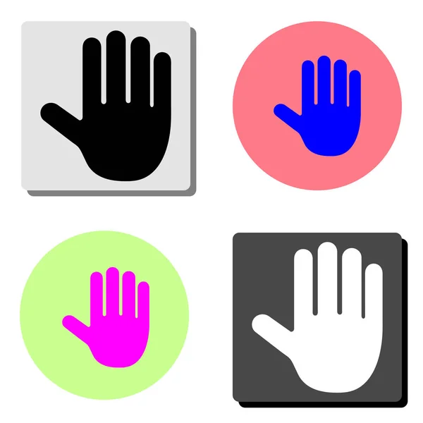 Handstopp Einfache Darstellung Des Flachen Vektorsymbols Auf Vier Verschiedenen Farbhintergründen — Stockvektor