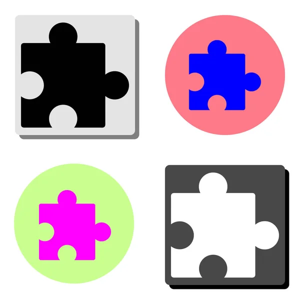 Puzzle Simple Flat Vector Icon Illustration Four Different Color Backgrounds — Stock Vector