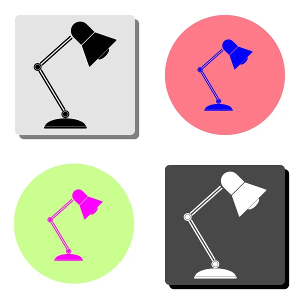 Lámpara Mesa Ilustración Simple Icono Vector Plano Cuatro Fondos Color — Archivo Imágenes Vectoriales