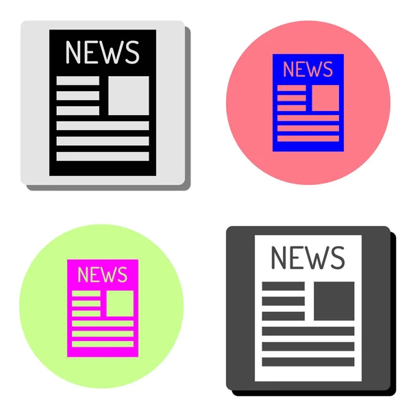 Newspaper Simple Flat Vector Icon Illustration Four Different Color Backgrounds — Stock Vector