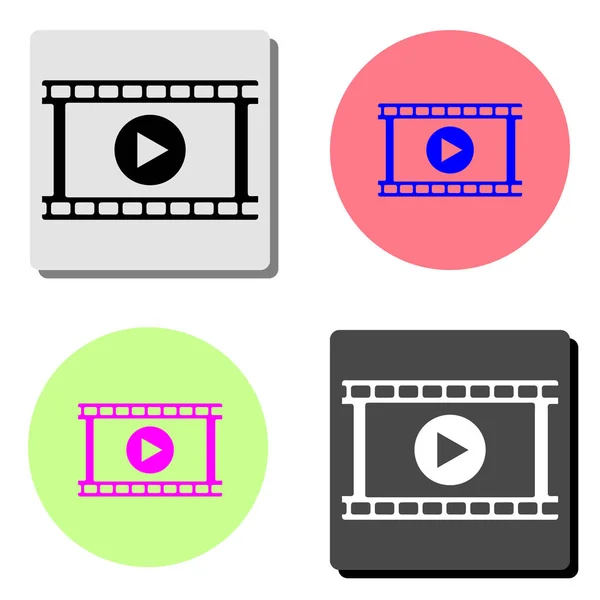 Vídeo Ilustración Simple Icono Vector Plano Cuatro Fondos Color Diferentes — Archivo Imágenes Vectoriales