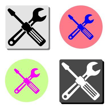 Cep yıldız tornavida. dört farklı renk arka planlar üzerinde basit düz vektör simge tasarlamak