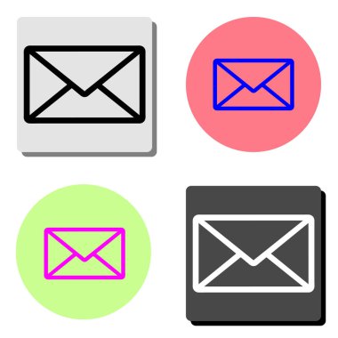 Posta. dört farklı renk arka planlar üzerinde basit düz vektör simge tasarlamak