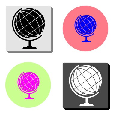 Dünya küresi. dört farklı renk arka planlar üzerinde basit düz vektör simge tasarlamak