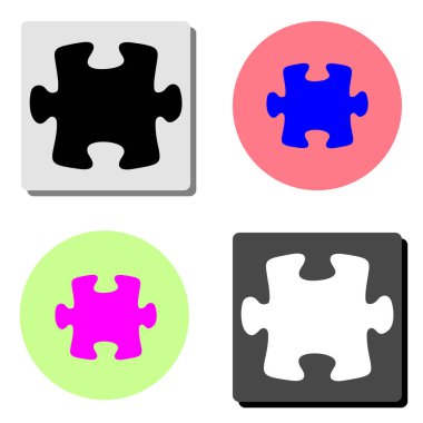 bulmaca. dört farklı renk arka planlar üzerinde basit düz vektör simge tasarlamak