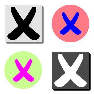İptal. dört farklı renk arka planlar üzerinde basit düz vektör simge tasarlamak