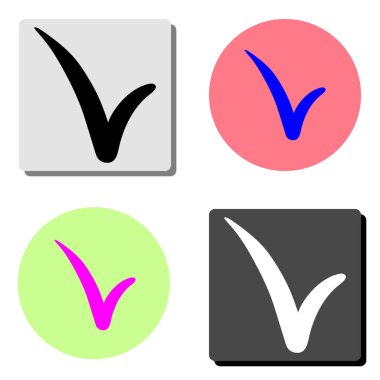 Onay işareti. dört farklı renk arka planlar üzerinde basit düz vektör simge tasarlamak