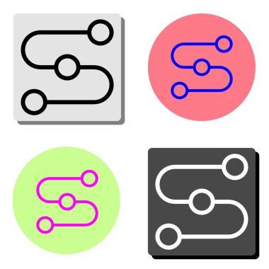 Yol konum. dört farklı renk arka planlar üzerinde basit düz vektör simge tasarlamak