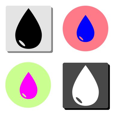 Su damlası. dört farklı renk arka planlar üzerinde basit düz vektör simge tasarlamak