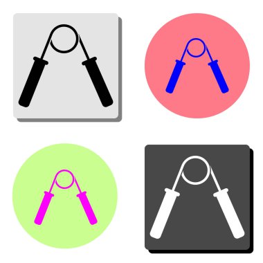 El kavrama genişletici eğitmeni. dört farklı renk arka planlar üzerinde basit düz vektör simge tasarlamak