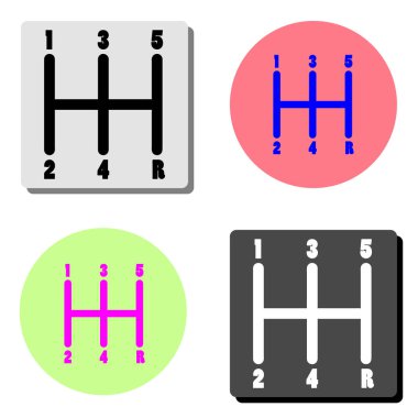 vites kutusu iletim. dört farklı renk arka planlar üzerinde basit düz vektör simge tasarlamak