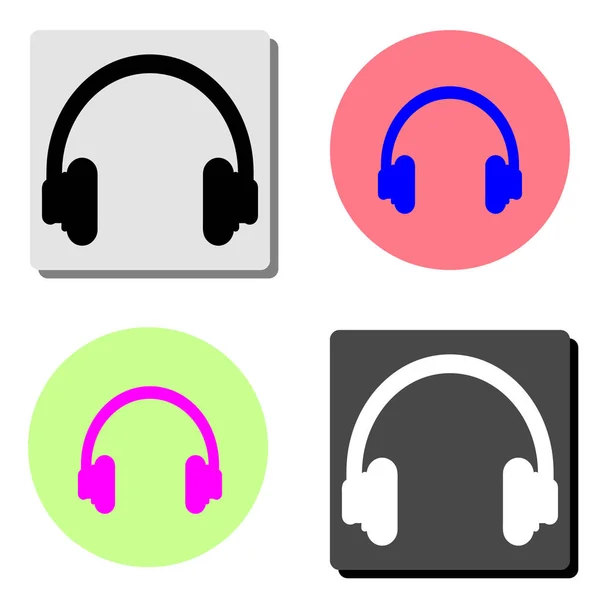 Kopfhörer Einfache Darstellung Des Flachen Vektorsymbols Auf Vier Verschiedenen Farbhintergründen — Stockvektor