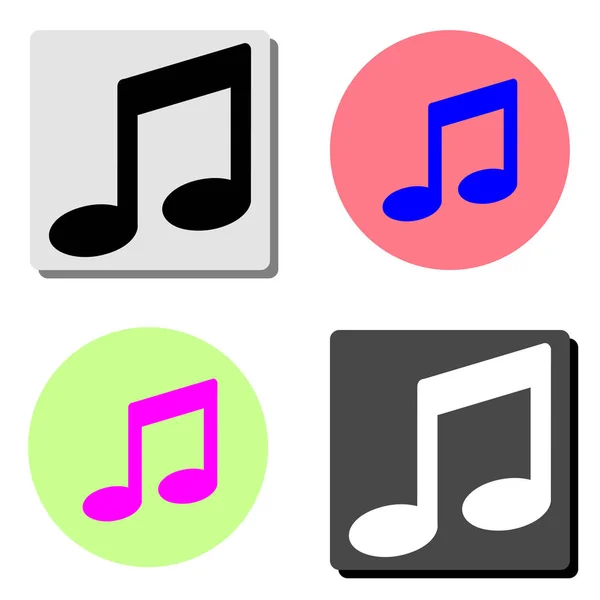 Μουσική Απλή Επίπεδη Διανυσματικά Εικονογράφηση Εικονίδιο Τέσσερα Διαφορετικά Έγχρωμο Φόντο — Διανυσματικό Αρχείο