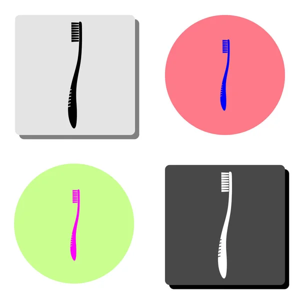 Zahnbürste Einfache Darstellung Des Flachen Vektorsymbols Auf Vier Verschiedenen Farbhintergründen — Stockvektor