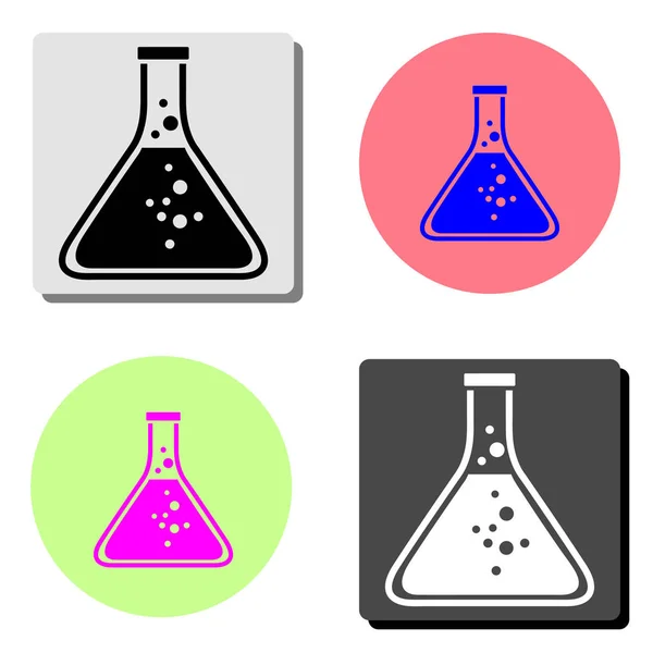 Erlenmeyer Flask Ilustración Simple Icono Vector Plano Cuatro Fondos Color — Archivo Imágenes Vectoriales