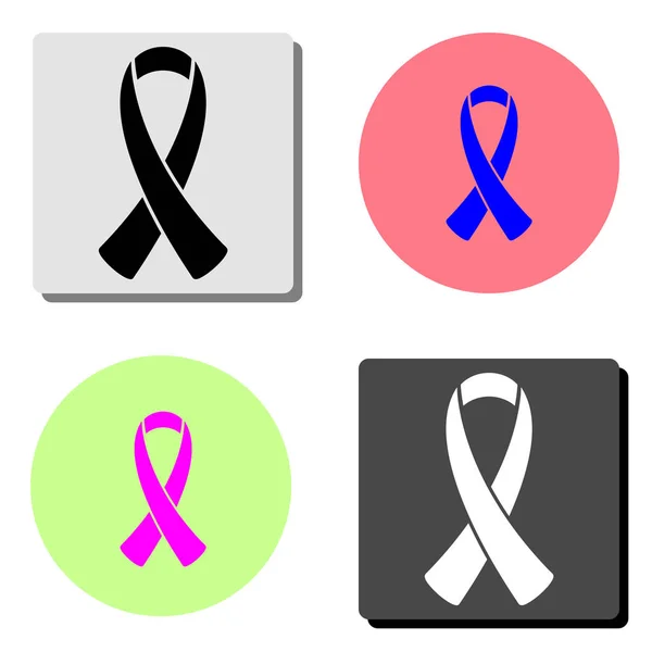 Breast Cancer Awareness Ribbon Simple Flat Vector Icon Illustration Four — Stock Vector