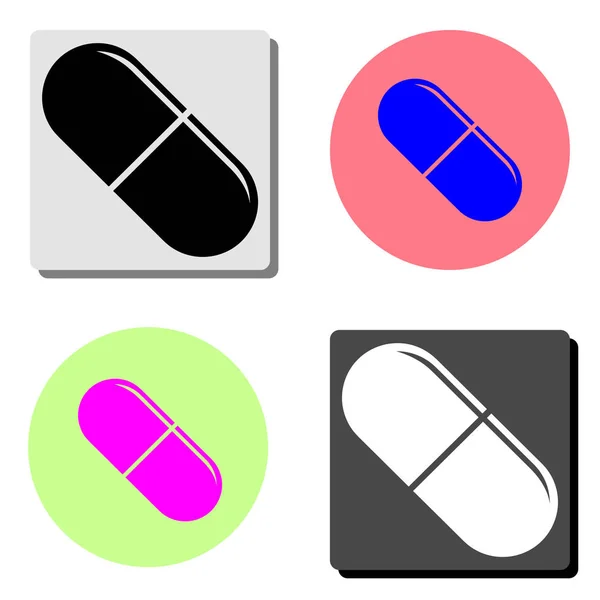 胶囊药 简单的平面矢量图标插图上的四个不同的颜色背景 — 图库矢量图片
