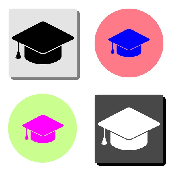 卒業の帽子 つの異なる色の背景のシンプルなフラット ベクトル アイコン イラスト — ストックベクタ