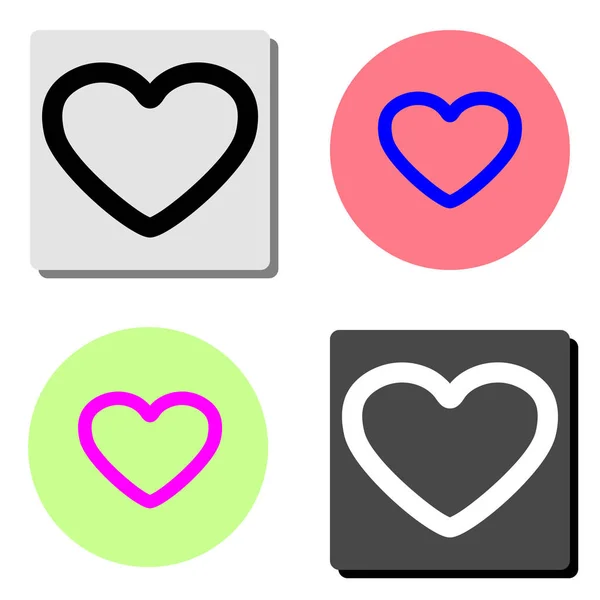 Coeur Illustration Simple Icône Vectorielle Plate Sur Quatre Fonds Couleurs — Image vectorielle