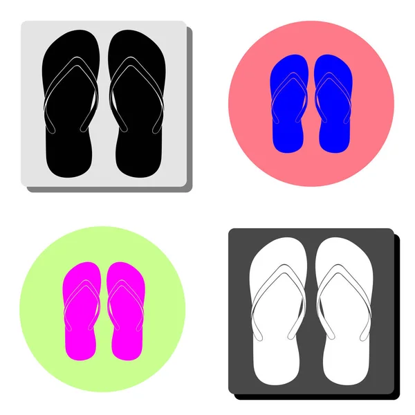 Flip Flops Simple Flat Vector Icon Illustration Four Different Color — Stock Vector